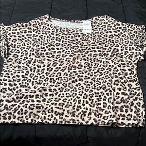 INC International Concepts Leopard Print Short Sleeve Tee